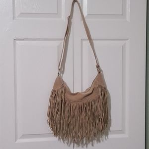 Faux Suede Fringe Bag